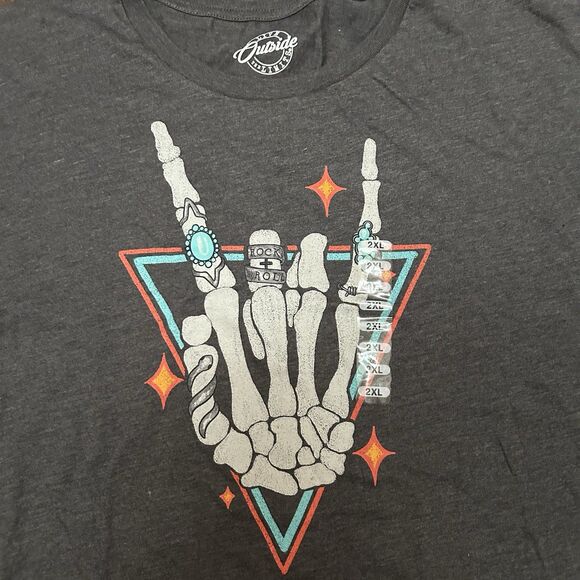 Rock N Roll Skeleton Hand Women’s 2XL Live Outside The Limits - Picture 2 of 6